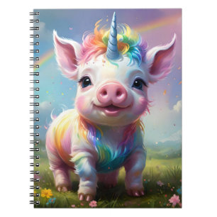 Caderno Espiral "Cascos Mágicos: O Porco Unicórnio Arco-Íris"