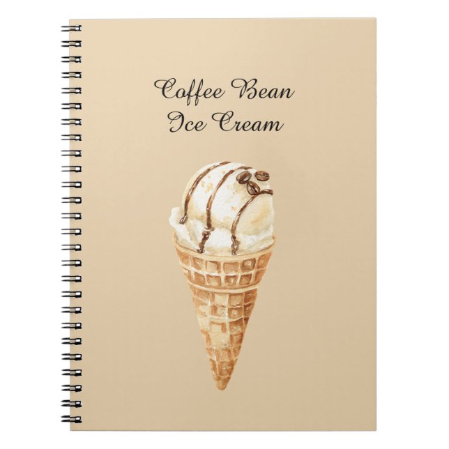 Caderno Espiral Casquinha de Sorvete de Grão de Café (Frente)