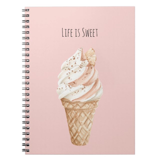 Caderno Espiral Casquinha de Sorvete Vida é Doce (Frente)