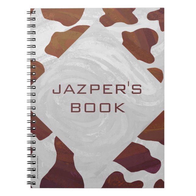 Caderno Espiral Castanho-Vaca e Monograma Branco (Frente)