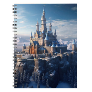 Caderno Espiral Castelo digital fantasma nas montanhas