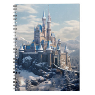 Caderno Espiral Castelo digital fantasma nas montanhas