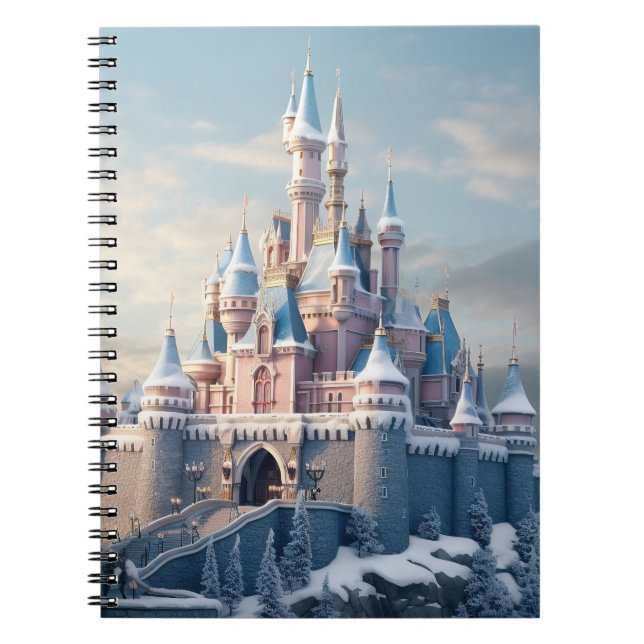 Caderno Espiral Castelo digital fantasma nas montanhas (Frente)