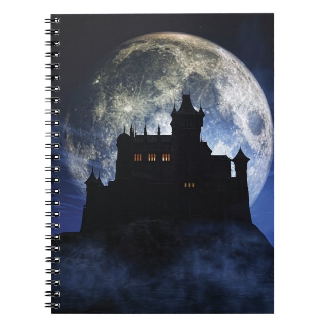 Caderno Espiral Castelo fantasma durante a noite (Frente)