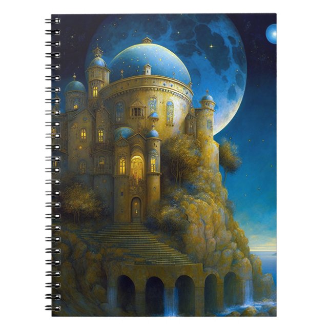Caderno Espiral Castle Fantasy Moon Landscape (Frente)