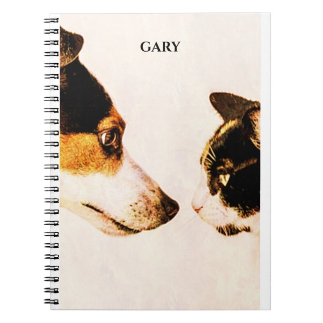 caderno espiral "CAT AND DOG'', nome personalizado (Frente)