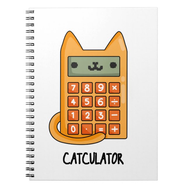 Caderno Espiral Cat-culator Funny Kitty Cat Calculator Pun (Frente)
