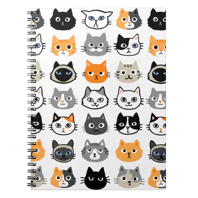 Caderno Espiral Cat Faces | Cute, Funny and Annoyed Cats (Frente)