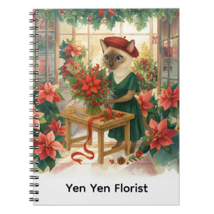 Caderno Espiral Cat Florist Natal temido arranjando flores