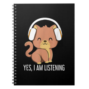 Caderno Espiral Cat I Am Ouvindo Fones de ouvido Presente
