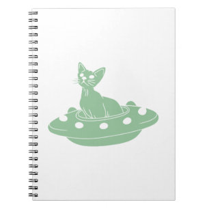 Caderno Espiral Cat in Ufo - Escolher cor de fundo