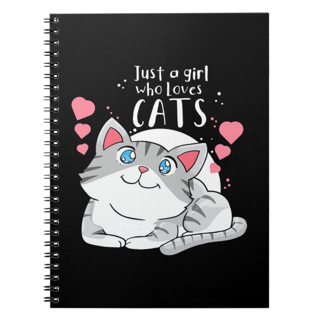 Caderno Espiral Cat Lover Apenas Uma Menina Que Ama Gato (Frente)