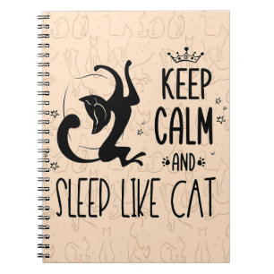 Caderno Espiral Cat Lover Fique Calmo E Dorme Como Gato