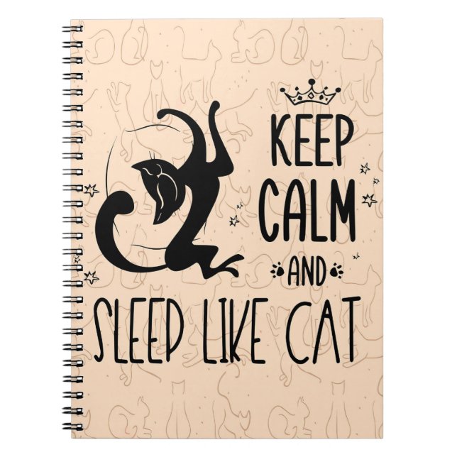 Caderno Espiral Cat Lover Fique Calmo E Dorme Como Gato (Frente)