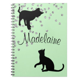 Caderno Espiral Cat Lover Modern Mint Pontos Verdes Pessoais