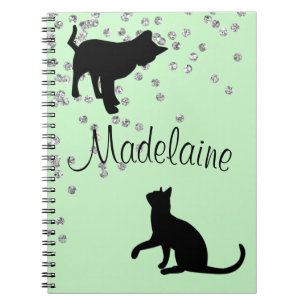 Caderno Espiral Cat Lover Modern Mint Pontos Verdes Pessoais