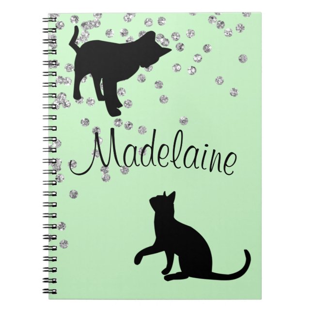Caderno Espiral Cat Lover Modern Mint Pontos Verdes Pessoais (Frente)