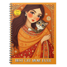 Caderno Espiral Cat lover Mom Photo  orange