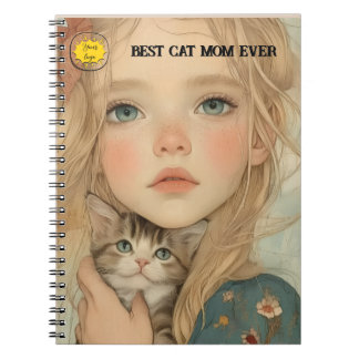 Caderno Espiral Cat lover Mom Photo orange