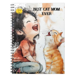 Caderno Espiral Cat lover Mom Photo orange
