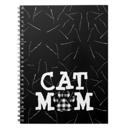 Caderno Espiral Cat Mãe Pawprint com Cabelos de Gato