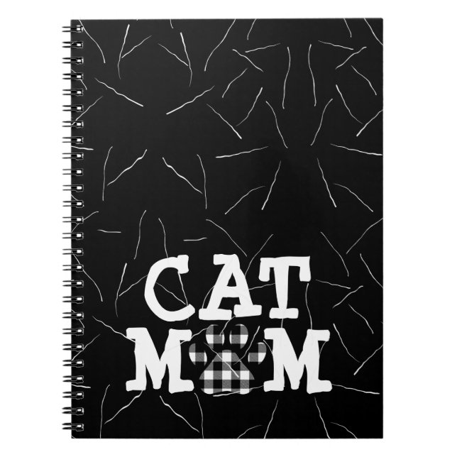Caderno Espiral Cat Mãe Pawprint com Cabelos de Gato (Frente)