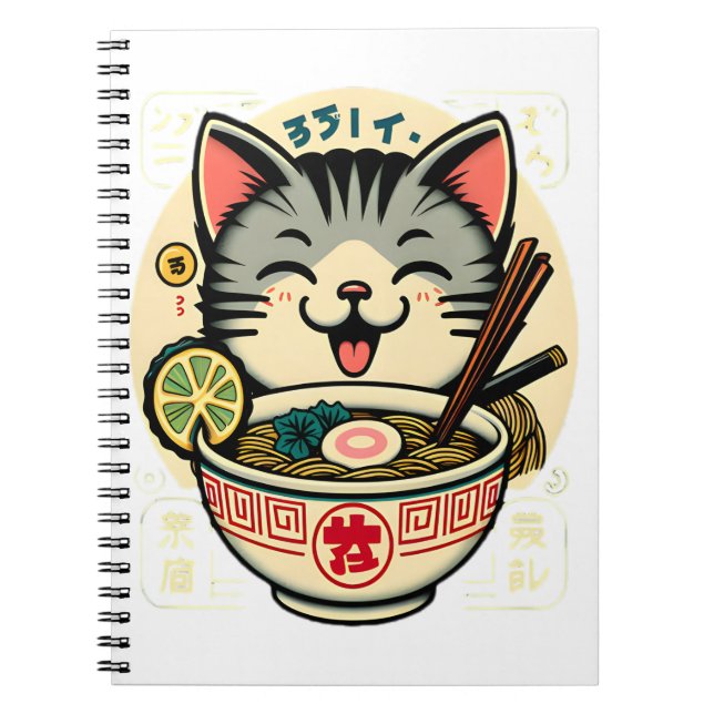 Caderno Espiral Cat Noodle Japonês Anime ga Kawaii Cat (Frente)