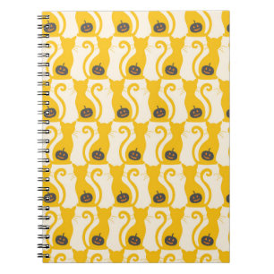 Caderno Espiral Cat o Lanterna Vintage Halloween Padrão Invisíve