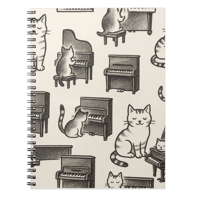 Caderno Espiral Cat on the Piano photo Notebook (Frente)