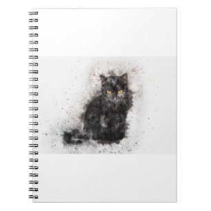 Caderno Espiral Cat Pet Art Abstrato Watercolor Vintage Kitten
