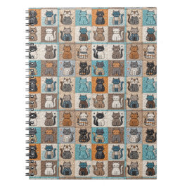 Caderno Espiral Cat Quilt Design