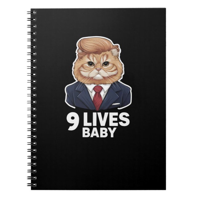 Caderno Espiral Cat Trump 9 Lives Baby (Frente)