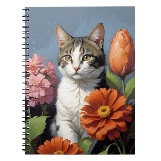 Caderno Espiral cat with flowers (update) (Frente)