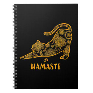 Caderno Espiral Cat Yoga Namaste OM - Engraçado Yoga Gift T-Shirt