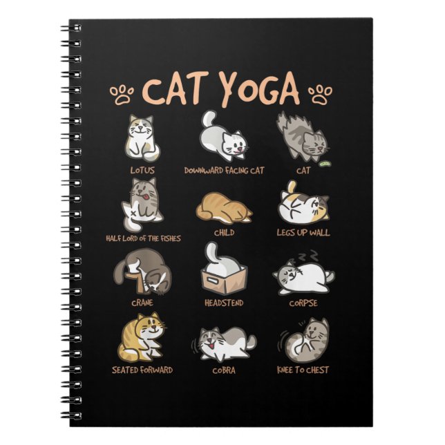 Caderno Espiral Cat Yoga Possui Gatos Praticando Meditação de Mind (Frente)