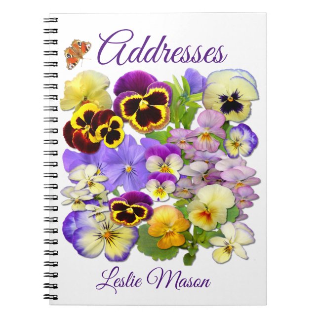 Caderno Espiral Catálogo de Endereços Pansy e Borboleta (Frente)