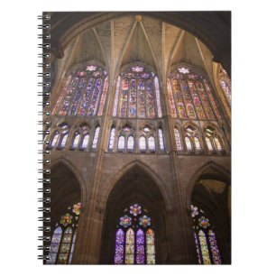 Caderno Espiral Catedral de Leão, janelas de vitral interior
