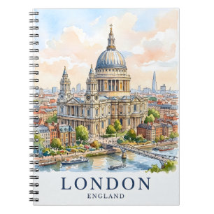 Caderno Espiral Catedral de São Paulo Londres Reino Unido Aquarela