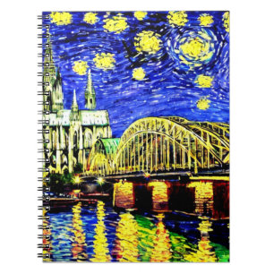 Caderno Espiral Catedral de Starry Night Cologne Alemanha