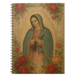 Caderno Espiral Catholic Our Lady of Guadalupe Vintage Floral