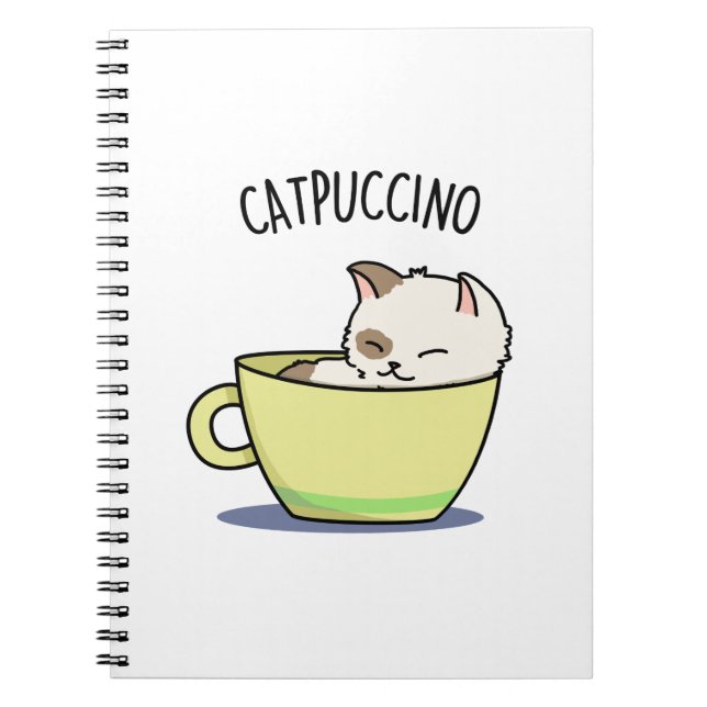 Caderno Espiral Catpuccino Gatinho Engraçado Gato na Punheta do Co (Frente)