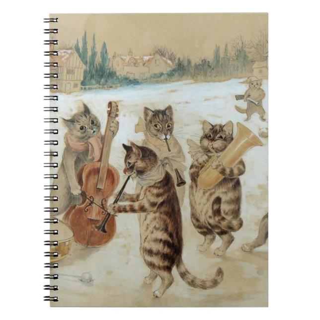 Caderno Espiral Cats Carol Singing por Louis Wain (Frente)