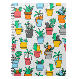 Caderno Espiral Cats in the flowerpots