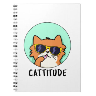 Caderno Espiral Cattitude Engraçada Cat Pun