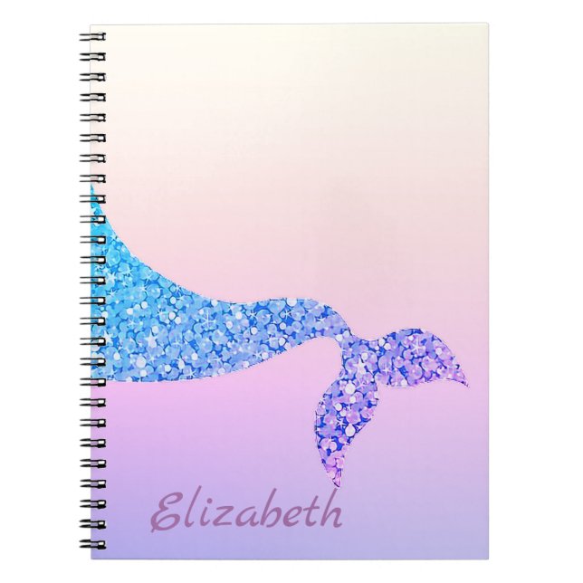 Caderno Espiral Cauda de Sereia Bonita,Ombre - Personalizada (Frente)