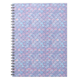 Caderno Espiral Cauda de Sereia Escala Pastel Roxo Brilho Boutique