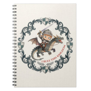 Caderno Espiral Cavaleiro de Aquarela Fofa Castelo Dragão Reino Me