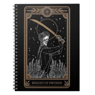 Caderno Espiral Cavaleiro de Espadas Tarot Diário de Astrologia