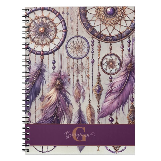 Caderno Espiral Cavaleiros de Sonho Dourados e Roxos Personalizado (Frente)