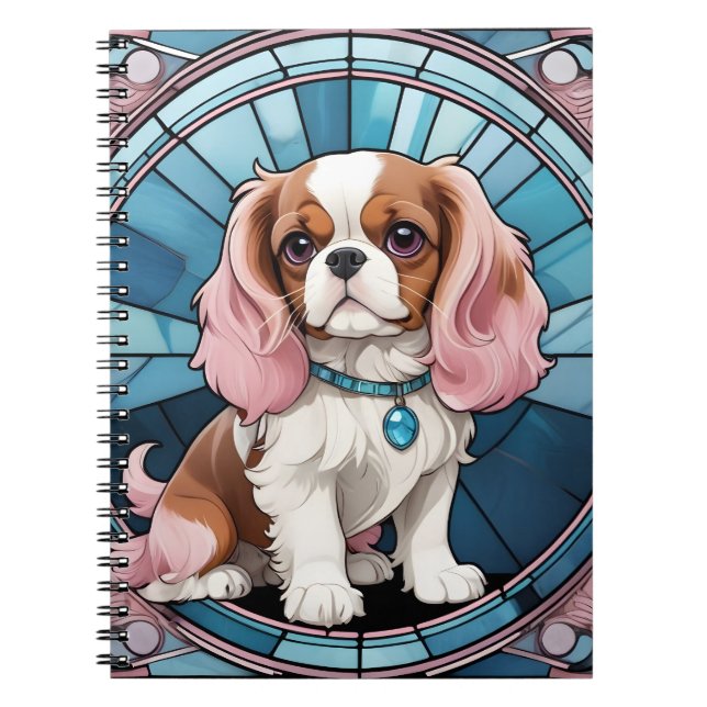 Caderno Espiral Cavalier Cute King Charles Pastel StainGlass (Frente)